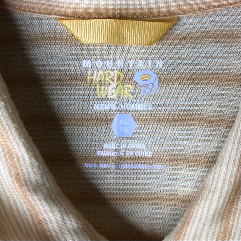 Mountain Hardwear 1/2 Zip Polo Pullover Yellow Stripes Performance Shirt Mens XL - Picture 4 of 13